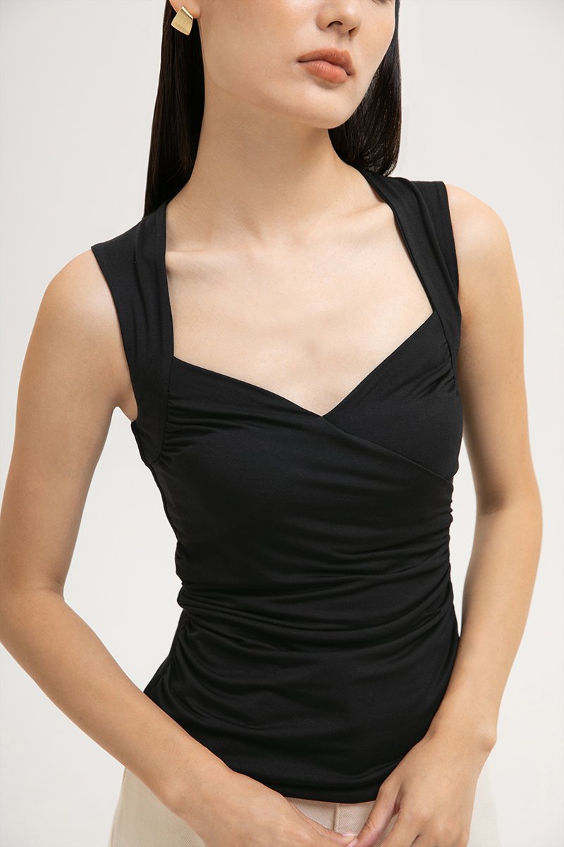 VADELLA SWEET HEART RUCHED MODAL TOP