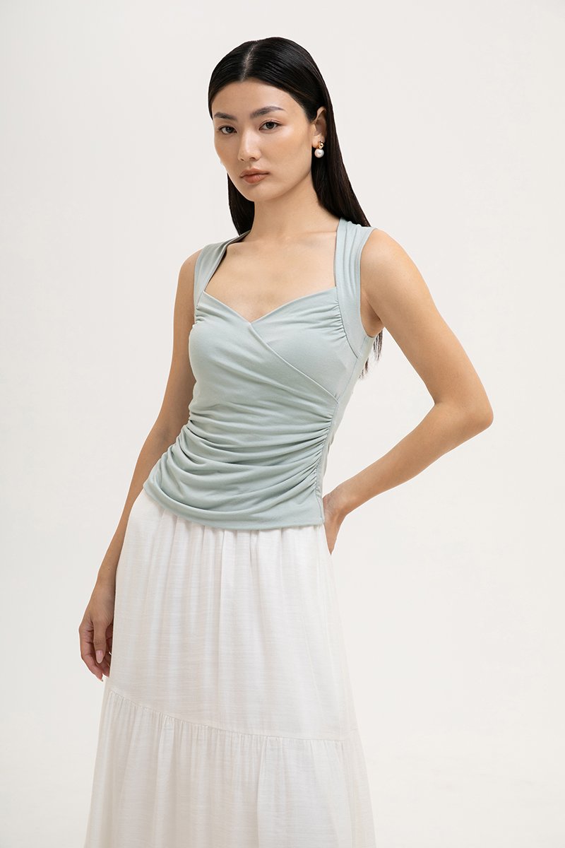 VADELLA SWEET HEART RUCHED MODAL TOP