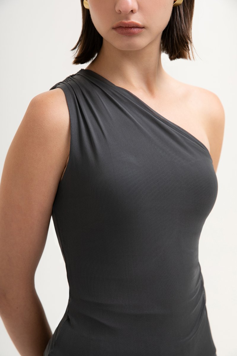 CHANTELLE ONE SHOULDER MESH TOP CHANTELLE ONE SHOULDER MESH TOP