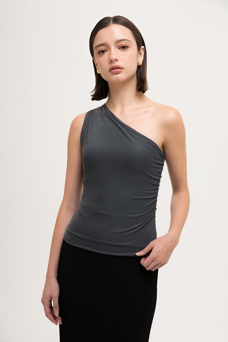 CHANTELLE ONE SHOULDER MESH TOP CHANTELLE ONE SHOULDER MESH TOP