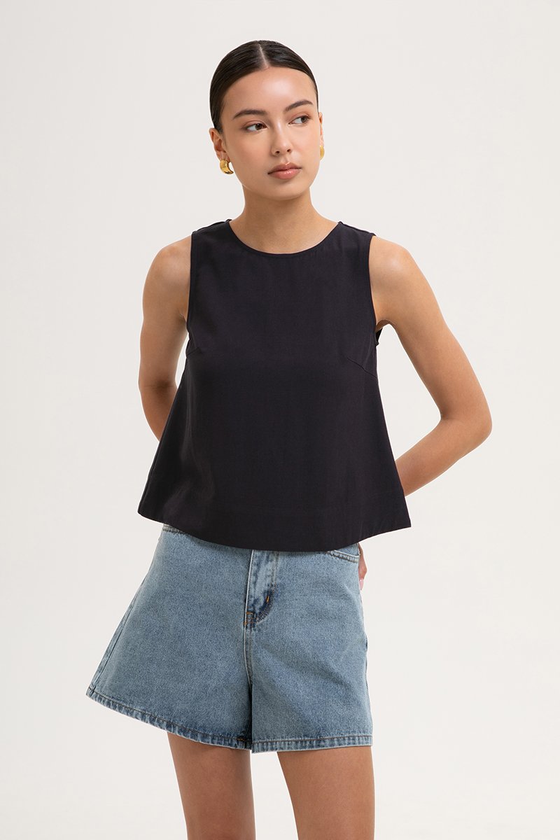 CHRISTEN SLEEVELESS LINEN TOP