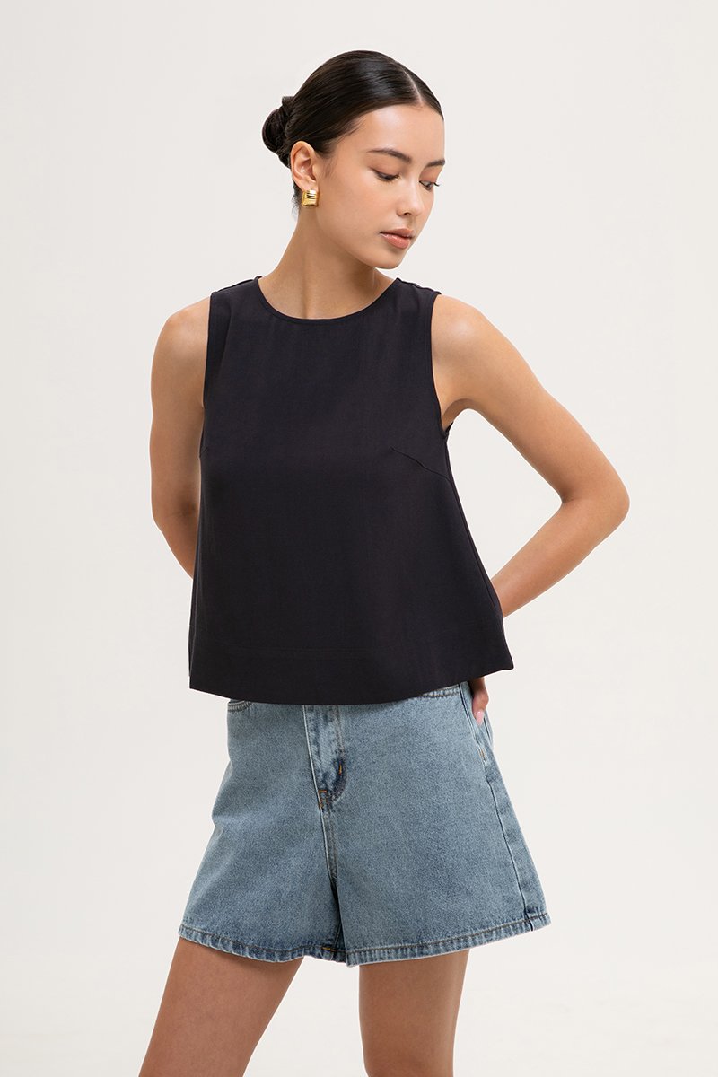CHRISTEN SLEEVELESS LINEN TOP