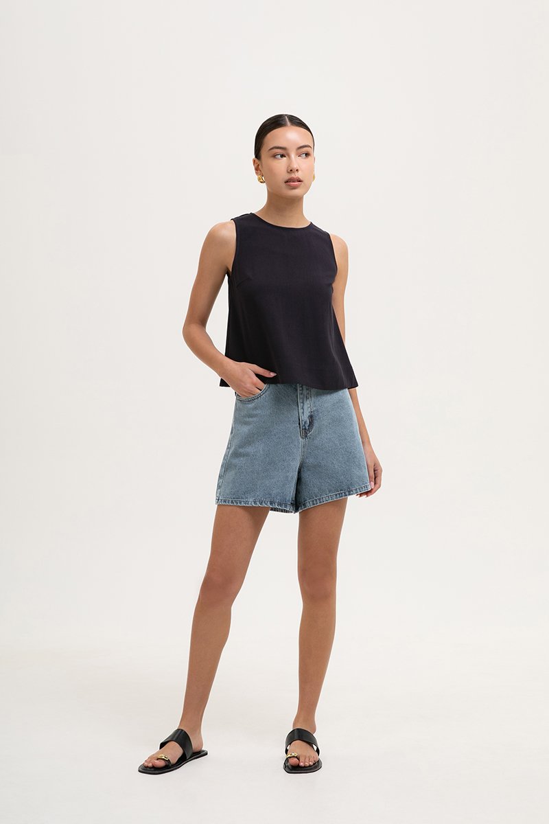 CHRISTEN SLEEVELESS LINEN TOP