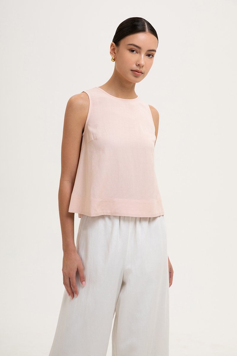 CHRISTEN SLEEVELESS LINEN TOP