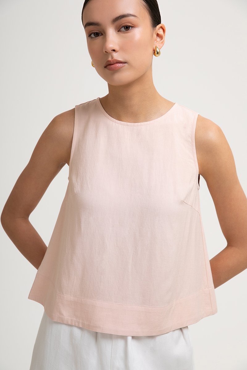 CHRISTEN SLEEVELESS LINEN TOP