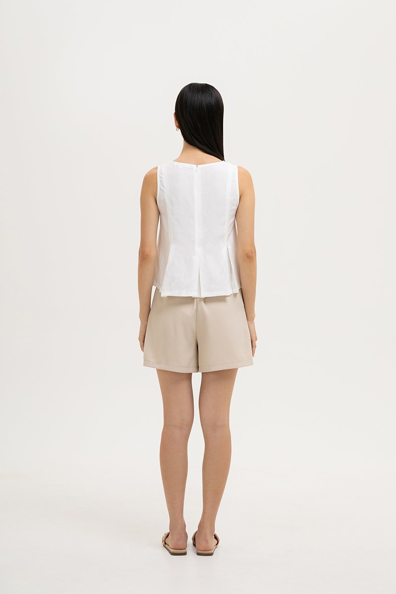 CARLINA PLEATED V NECK TOP