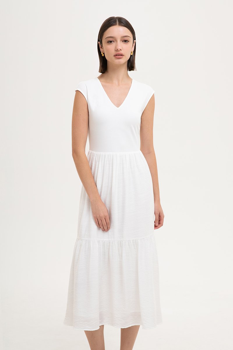 ODELIA V-NECK CONTRAST DRESS
