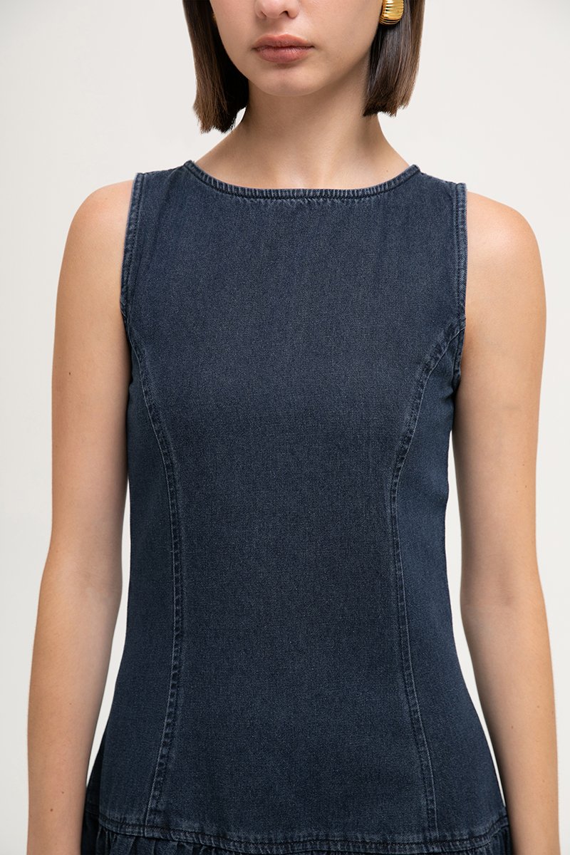 *BACKORDER* AUDREY DROP WAIST DENIM MINI DRESS