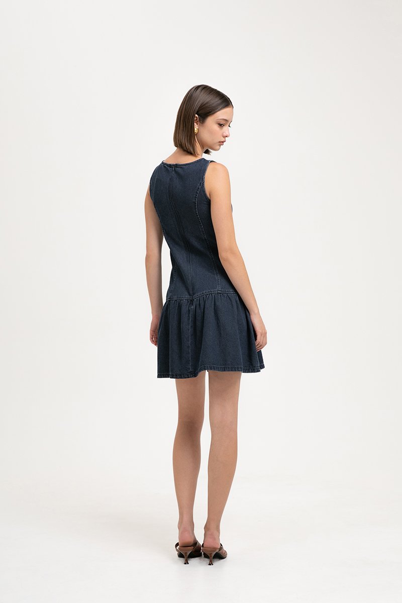 *BACKORDER* AUDREY DROP WAIST DENIM MINI DRESS