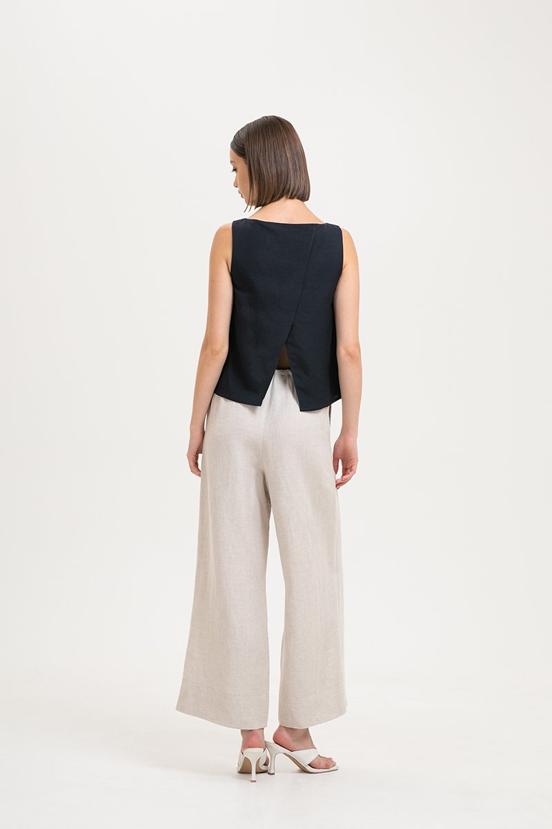 LAUREN SPLIT BACK LINEN TOP
