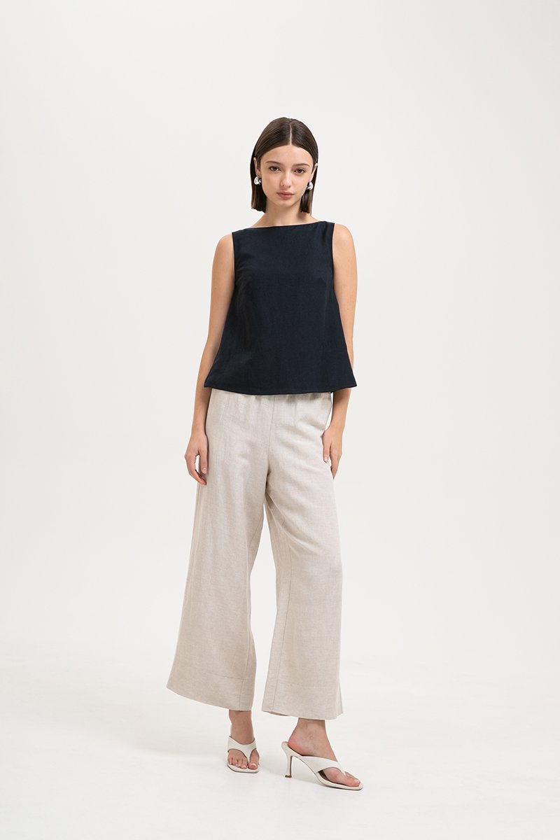 LAUREN SPLIT BACK LINEN TOP