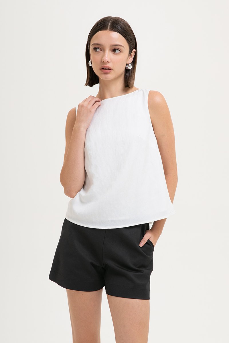 LAUREN SPLIT BACK LINEN TOP