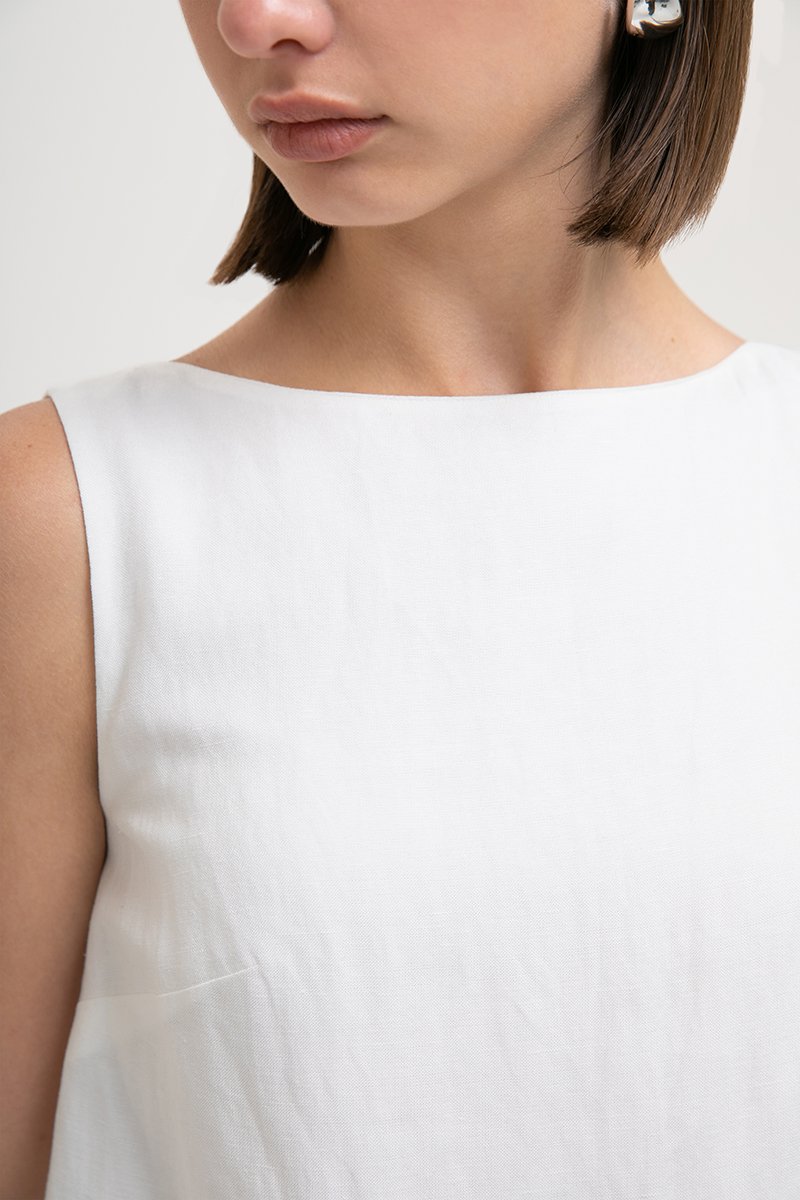 LAUREN SPLIT BACK LINEN TOP