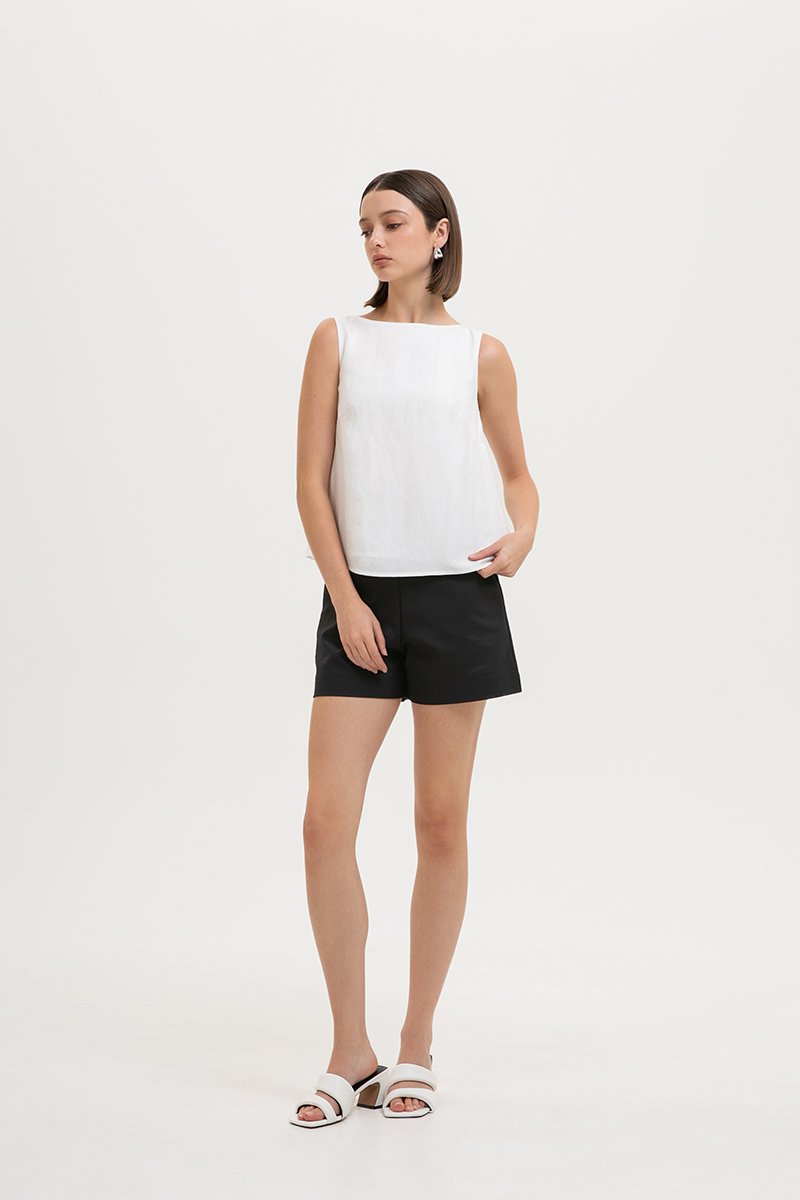 LAUREN SPLIT BACK LINEN TOP