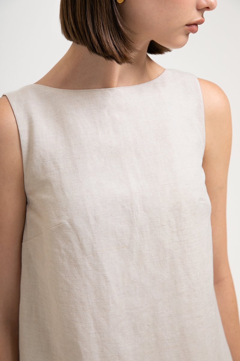 LAUREN SPLIT BACK LINEN TOP