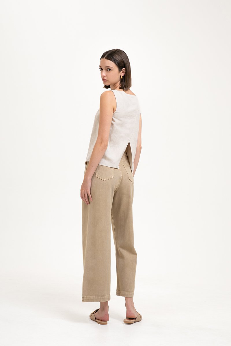 LAUREN SPLIT BACK LINEN TOP