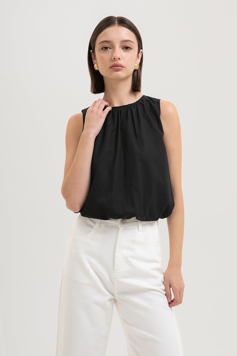 AYLA BUBBLE HEM LINEN TOP