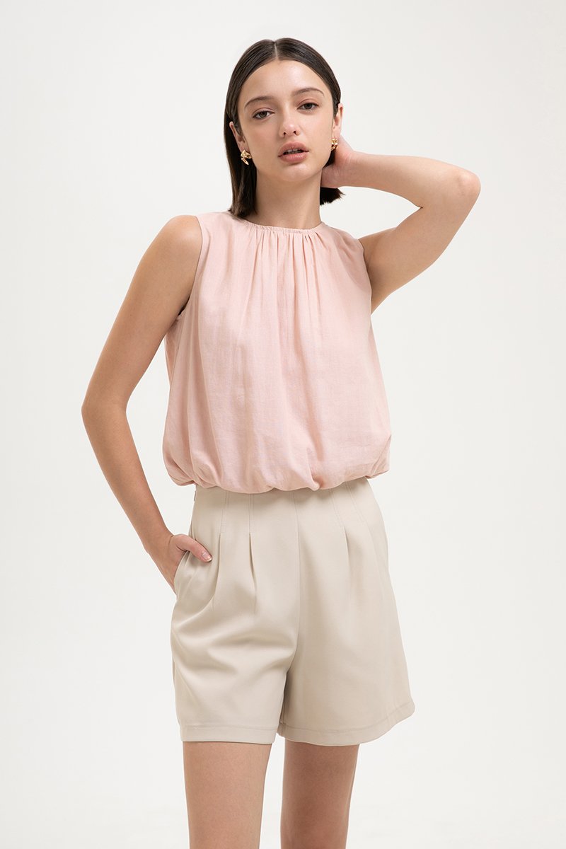 AYLA BUBBLE HEM LINEN TOP