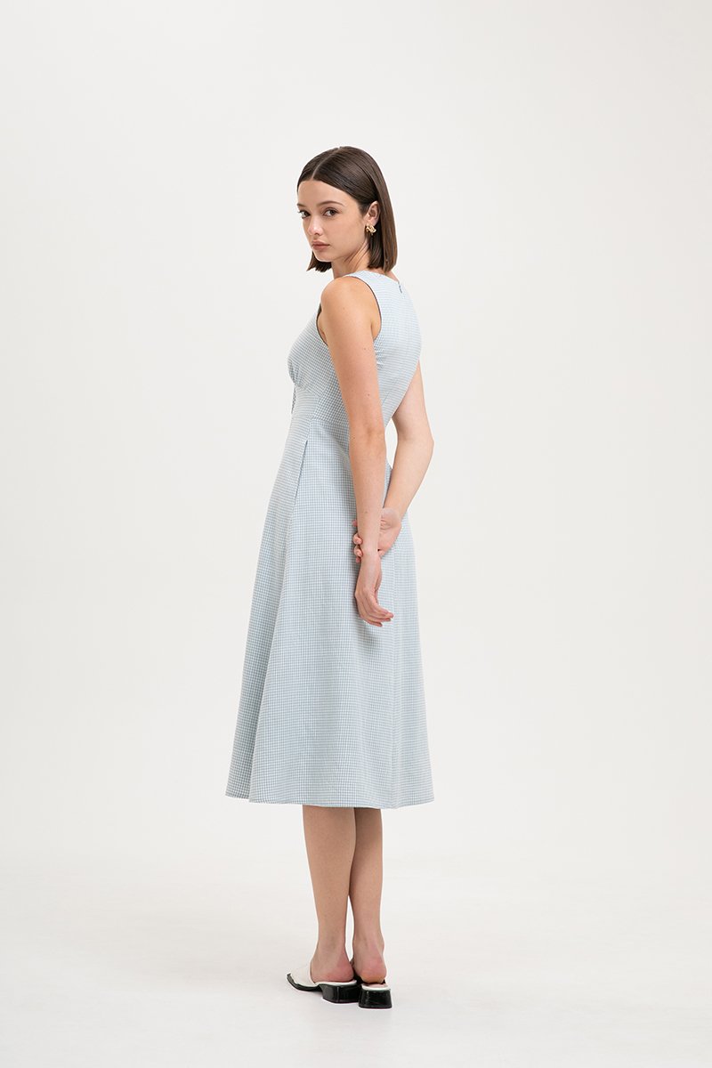 RUTH TIE FRONT GINGHAM MIDI DRESS