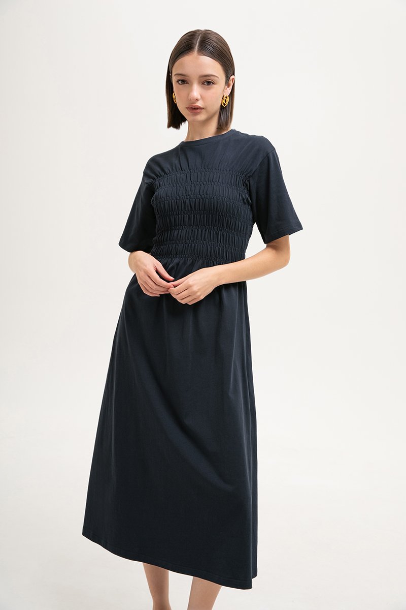 MAUDEY SMOCKED TEE DRESS