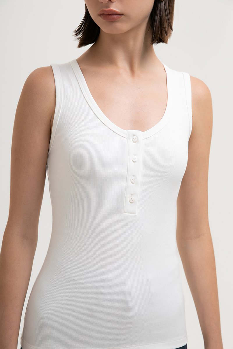 MAVIE SCOOP NECK BUTTON DOWN TANK TOP