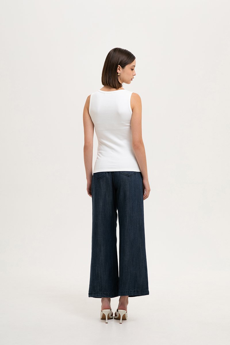 MAVIE SCOOP NECK BUTTON DOWN TANK TOP