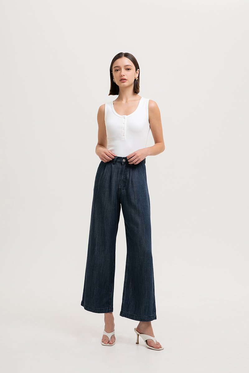 MAVIE SCOOP NECK BUTTON DOWN TANK TOP