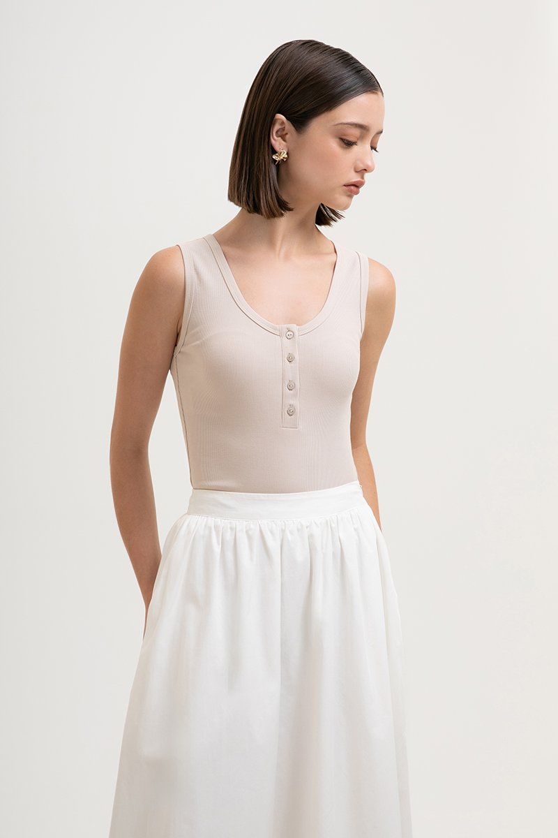 MAVIE SCOOP NECK BUTTON DOWN TANK TOP
