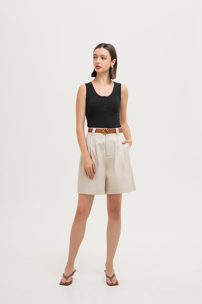 MAVIE SCOOP NECK BUTTON DOWN TANK TOP