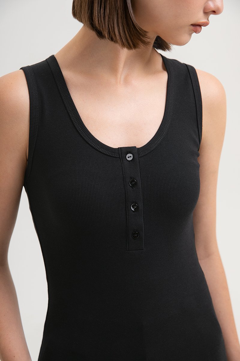 MAVIE SCOOP NECK BUTTON DOWN TANK TOP
