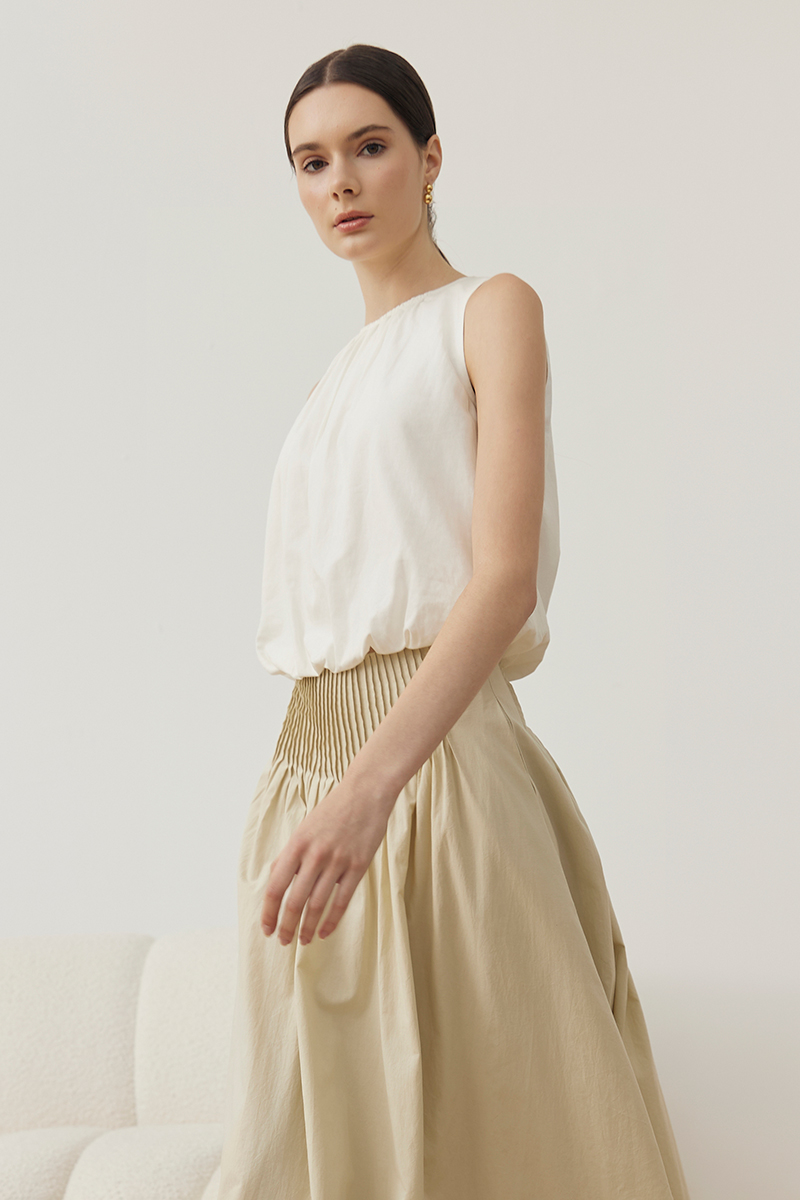 AYLA BUBBLE HEM LINEN TOP