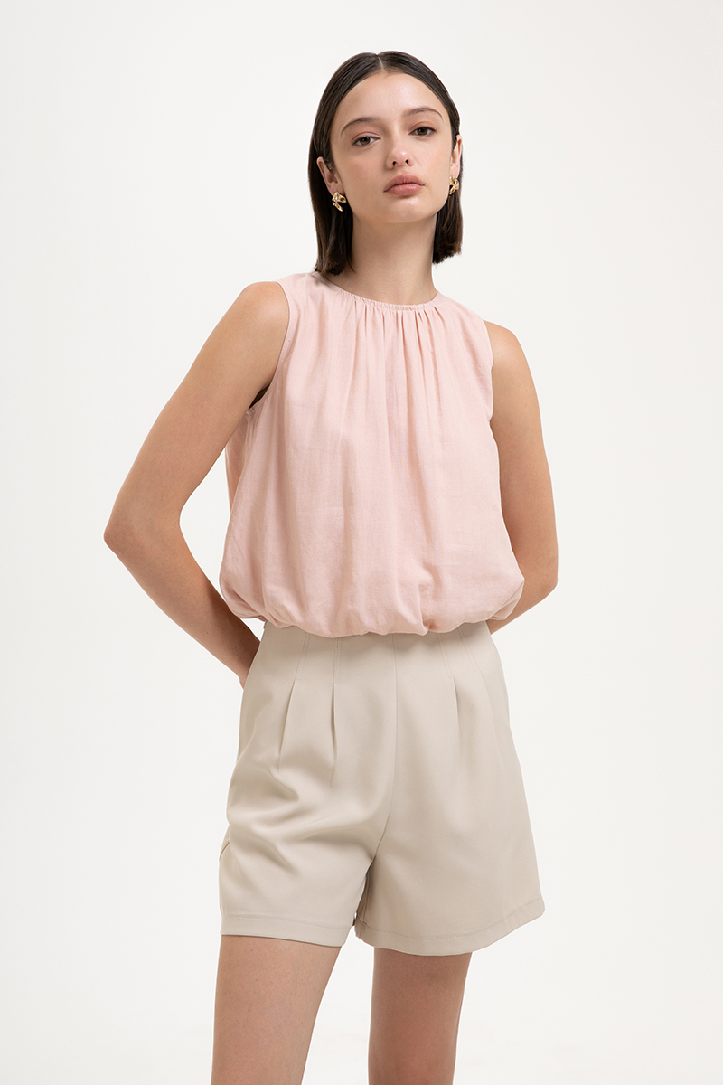 AYLA BUBBLE HEM LINEN TOP