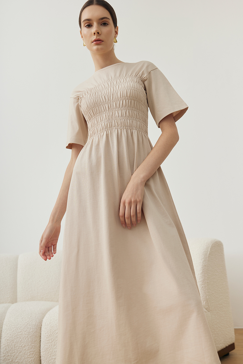 MAUDEY SMOCKED TEE DRESS