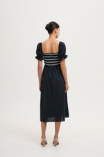 AINSLIE PUFF SLEEVES SMOCKED LINEN DRESS