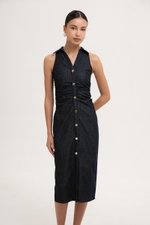 PATRINA RACER RUCHED SHIRT DENIM DRESS