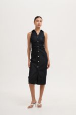 PATRINA RACER RUCHED SHIRT DENIM DRESS