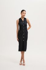 PATRINA RACER RUCHED SHIRT DENIM DRESS