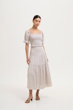 KEYLA GINGHAM SMOCKED PUFF SLEEVES CROP TOP