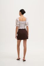 KEYLA GINGHAM SMOCKED PUFF SLEEVES CROP TOP