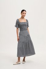 KEYLA GINGHAM SMOCKED PUFF SLEEVES CROP TOP