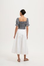 KEYLA GINGHAM SMOCKED PUFF SLEEVES CROP TOP