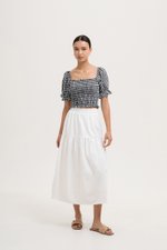 KEYLA GINGHAM SMOCKED PUFF SLEEVES CROP TOP