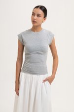EDDIE CAP SLEEVE RUCHED TEE