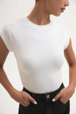 EDDIE CAP SLEEVE RUCHED TEE