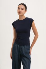 EDDIE CAP SLEEVE RUCHED TEE