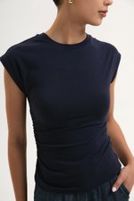 EDDIE CAP SLEEVE RUCHED TEE
