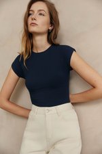 EDDIE CAP SLEEVE RUCHED TEE