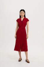 AISLING TEXTURED BUTTONDOWN MIDI SHIRT DRESS