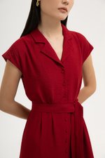AISLING TEXTURED BUTTONDOWN MIDI SHIRT DRESS