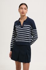 KEITH STRIPED COLLARED SWEATER